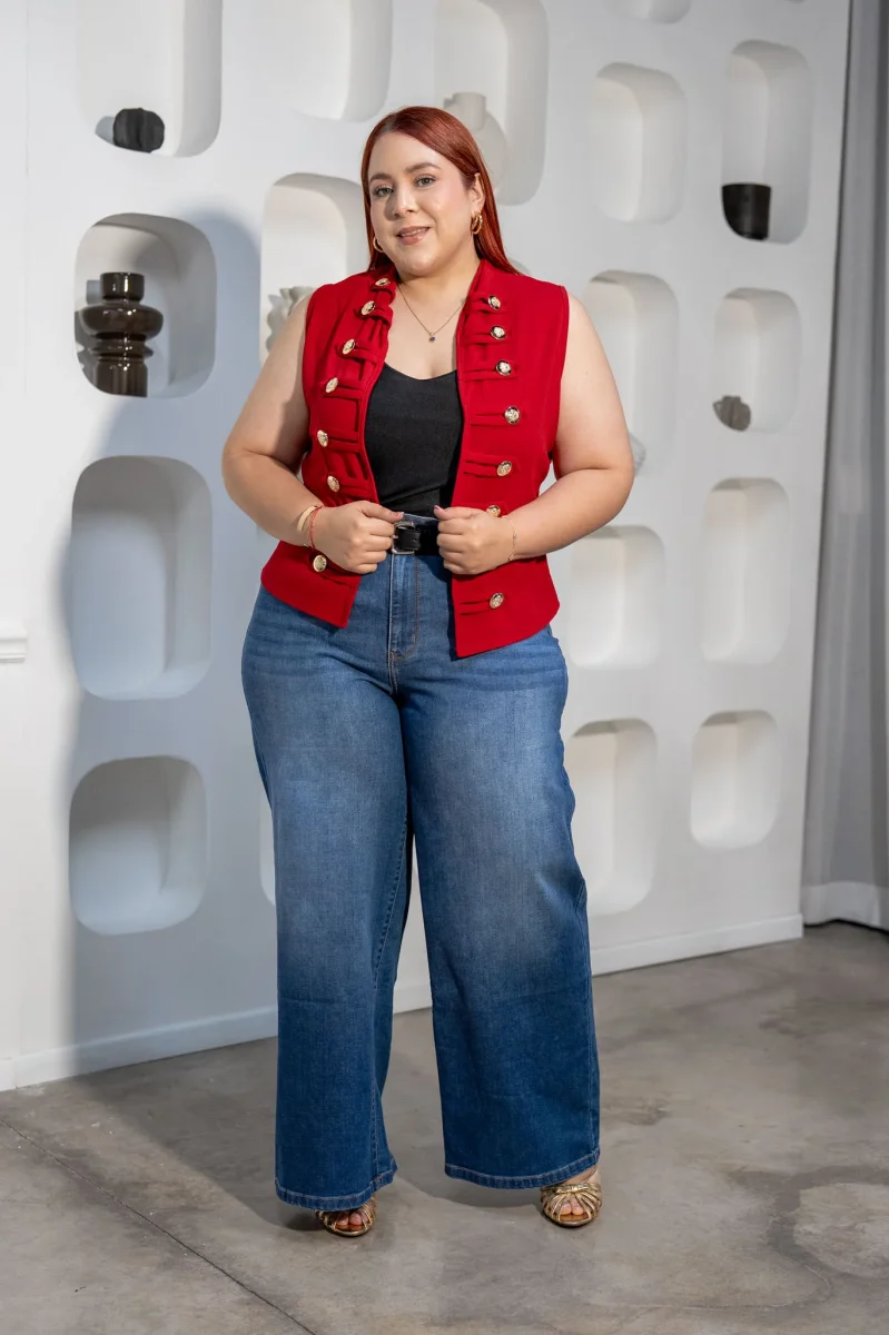 Chaleco Detalle Botones Curvy Rojo - Imagen 2