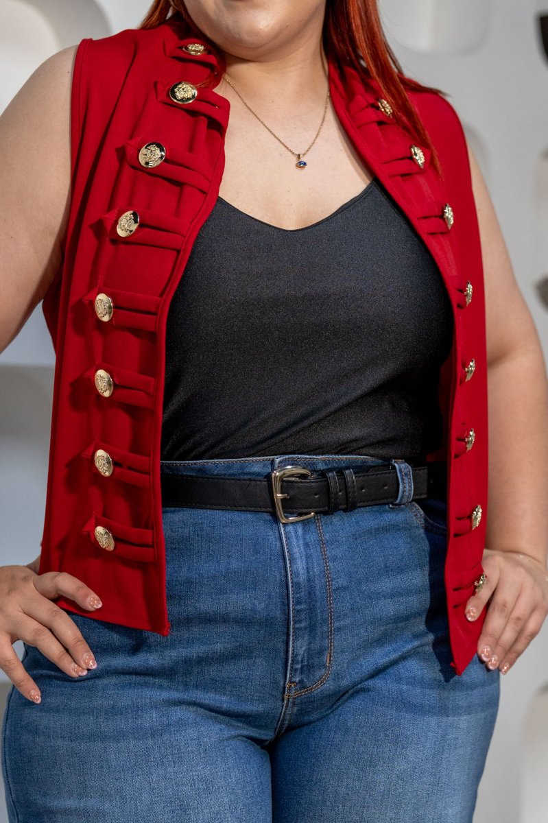 Chaleco Detalle Botones Curvy Rojo - Imagen 4