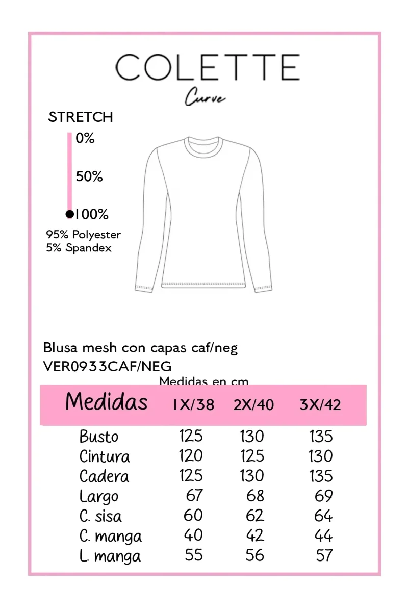 Blusa Mesh con Capas Curvy Cafe - Imagen 3