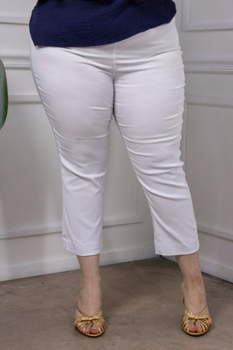 Pantalón Curvy Capri Liso Blanco Cómodo - Imagen 6
