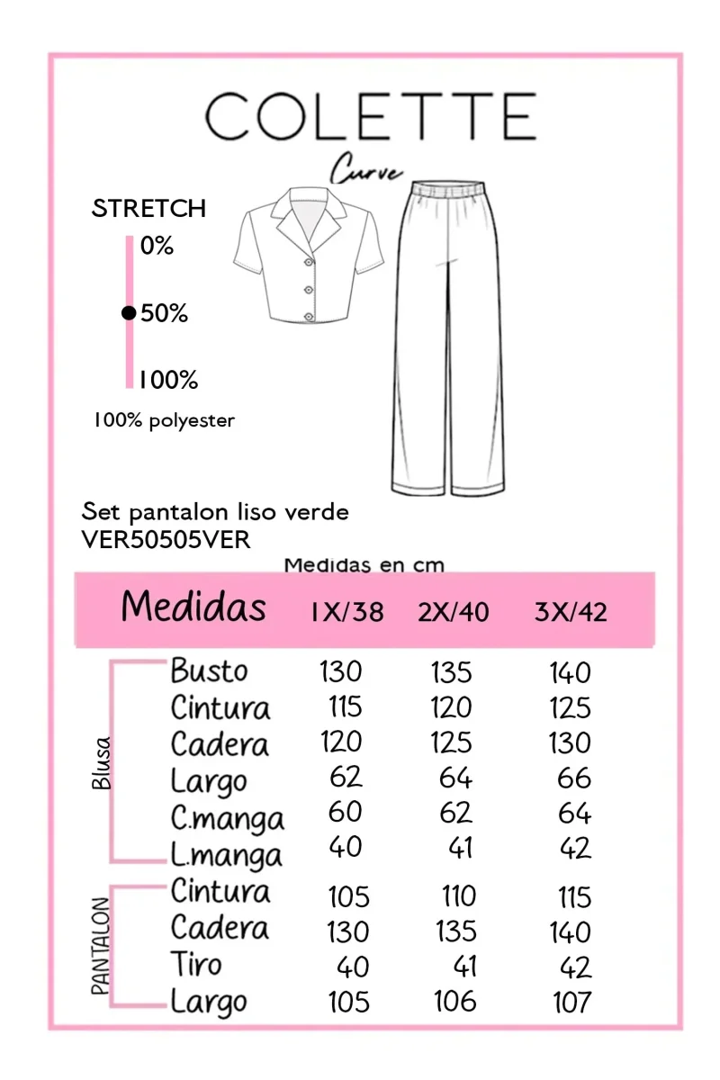 Set Curvy Camisa Botones Pantalón Ancho Verde - Imagen 3