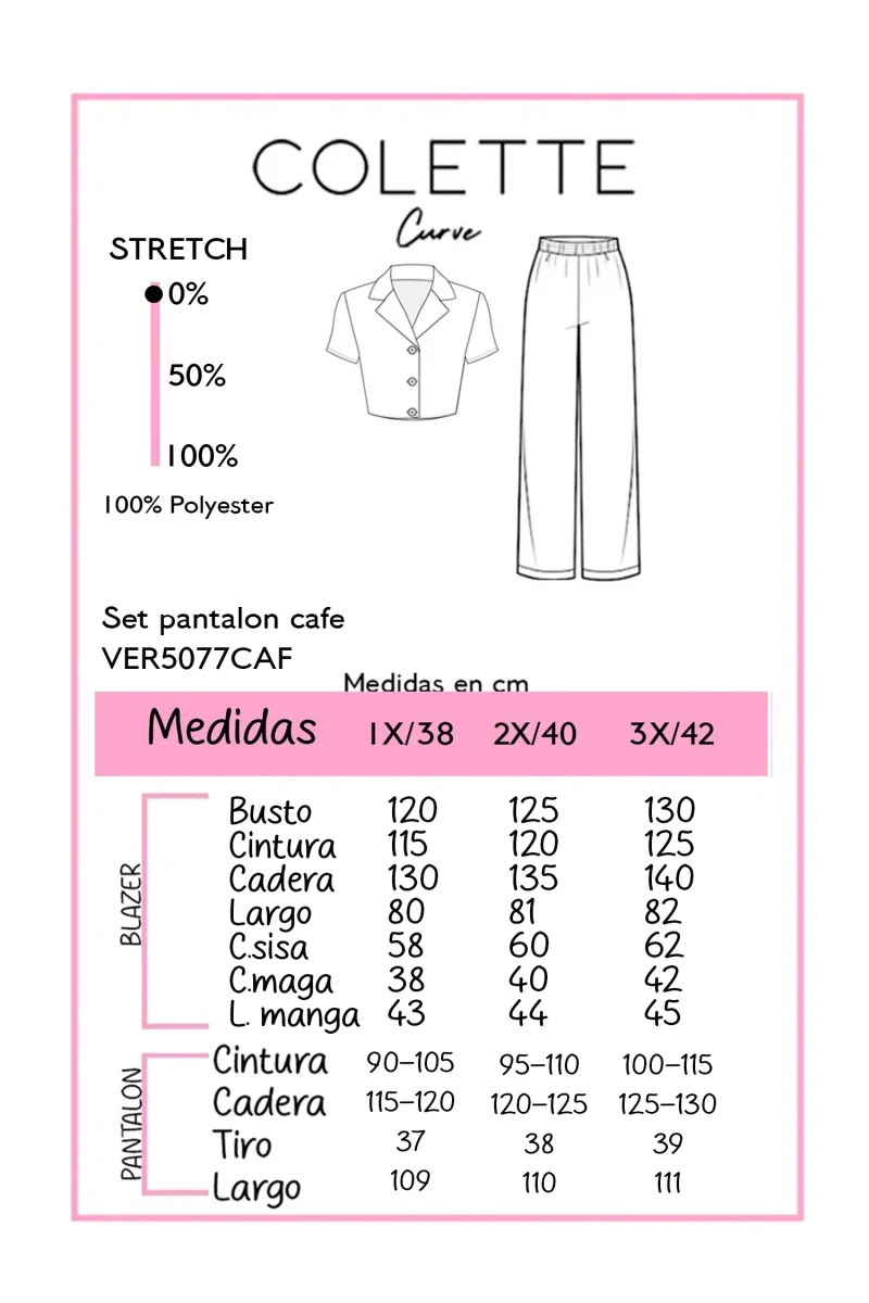 Set Pantalón Liso Curvy Café - Imagen 3