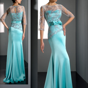 Vestido elegante de fiesta o madrina con pedrería.