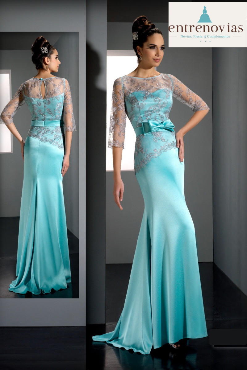 Vestido elegante de fiesta o madrina con pedrería. - Imagen 2