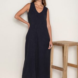 Vestido tirante pico antracita
