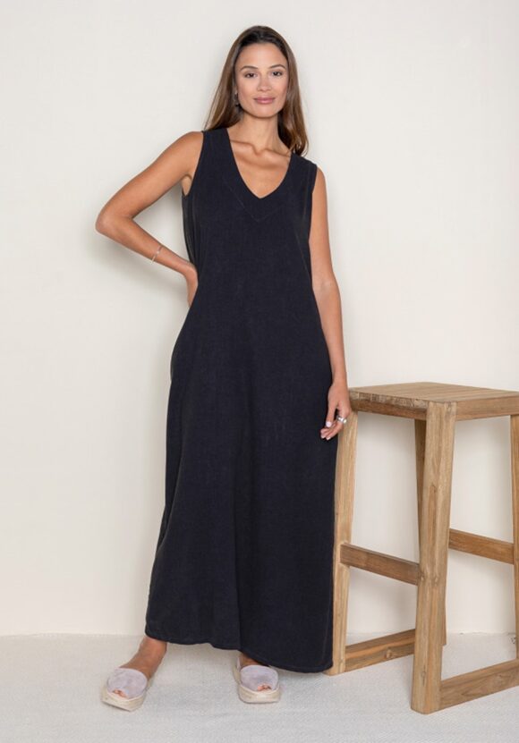 Vestido tirante pico antracita - Imagen 2
