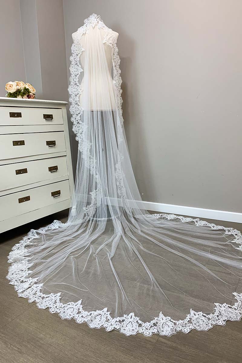 Velo de Novia Amantillado de Encaje - Imagen 3