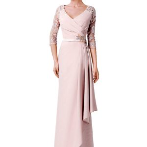Vestido Madrina Largo Rosa Palo con Encaje