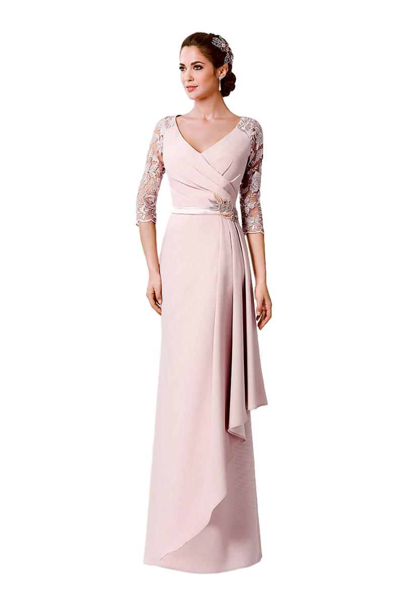 Vestido Madrina Largo Rosa Palo con Encaje