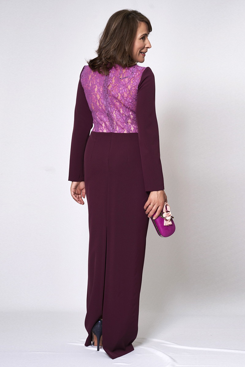 Vestido largo corte recto con espalda de Encaje - Imagen 4