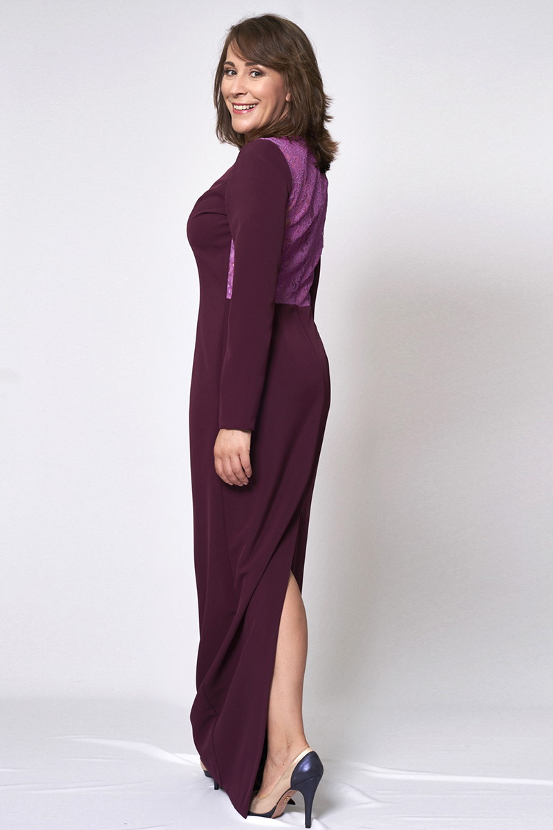 Vestido largo corte recto con espalda de Encaje - Imagen 3