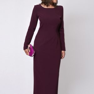 Vestido largo corte recto con espalda de Encaje