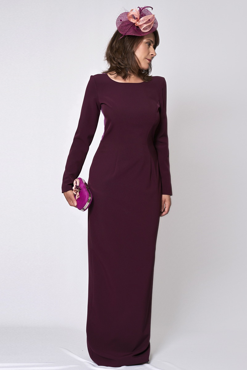 Vestido largo corte recto con espalda de Encaje - Imagen 2