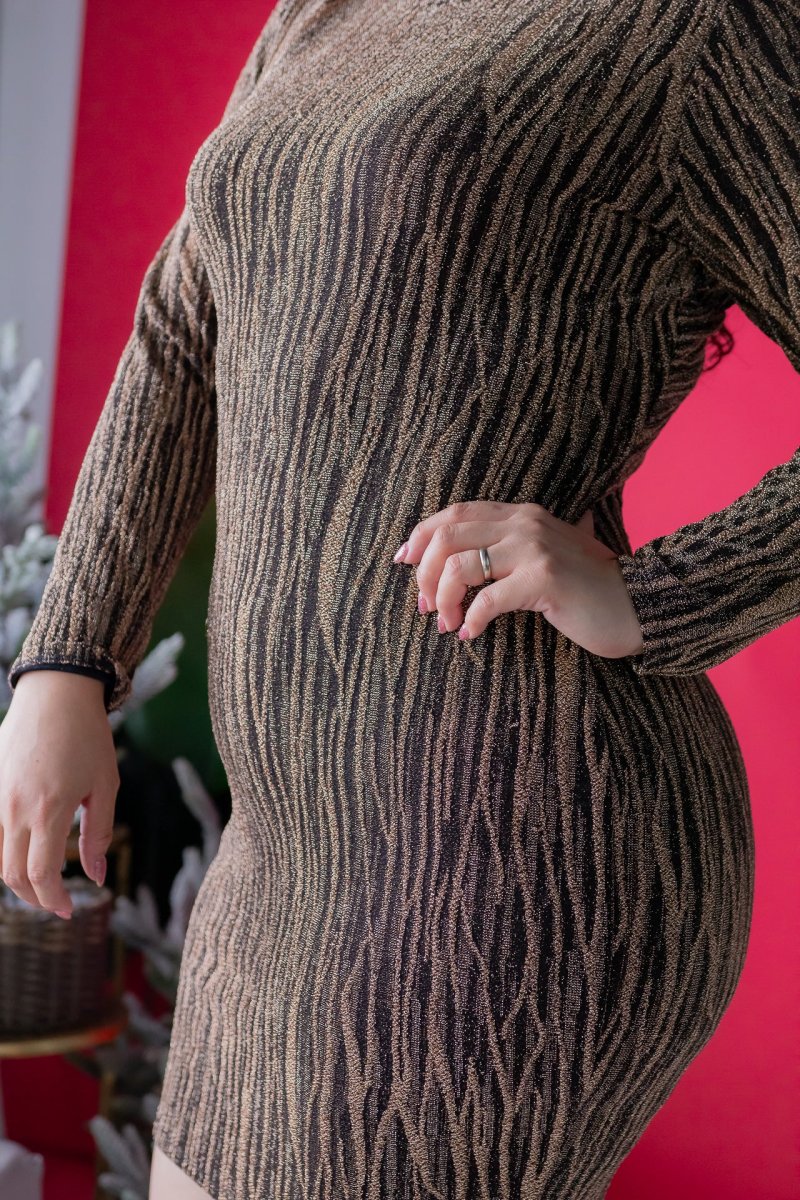Vestido con Brillos Dorado Plus Size para Mujer - Imagen 6