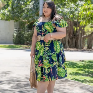 Vestido Curvy Corto Summer Azul Femenino Fresco Verano