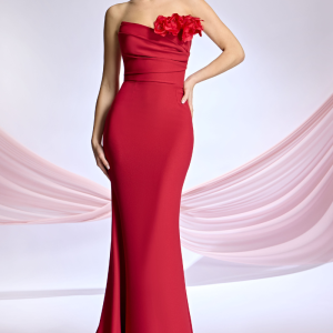 Vestido largo de fiesta de invitada palabra de honor.