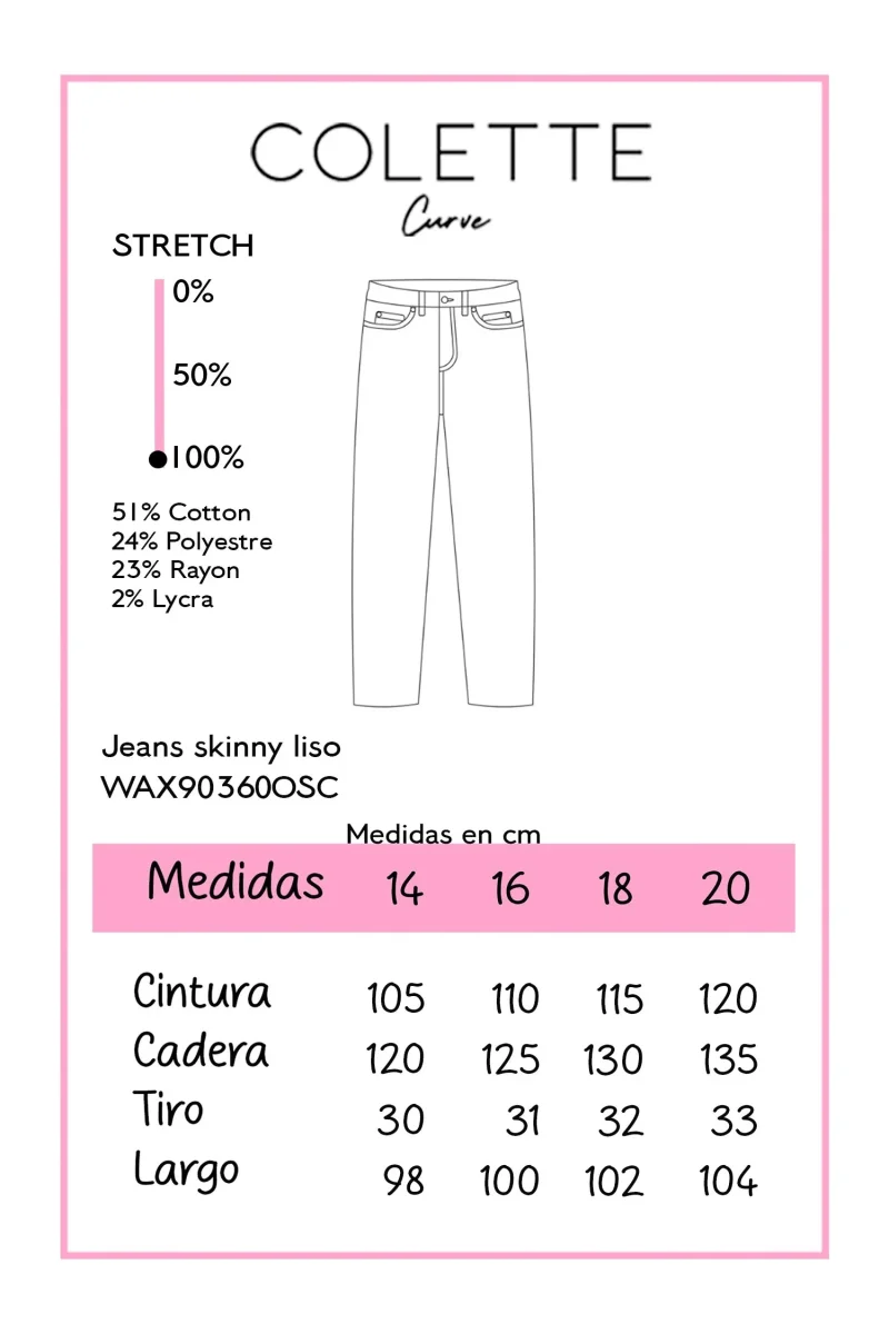 Jeans Curvy Skinny Cintura Alta Azul Oscuro Stretch - Imagen 3