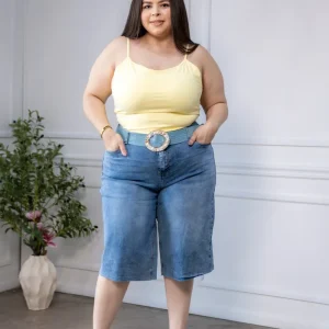 Bermuda Curvy Denim Deslavado Claro