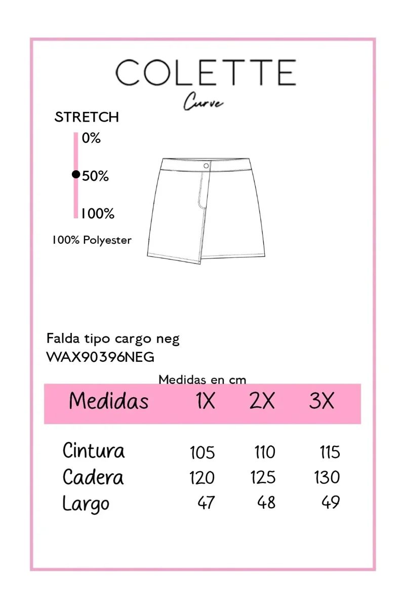 Falda Curvy Tipo Cargo Mini con Cinto Negra - Imagen 3