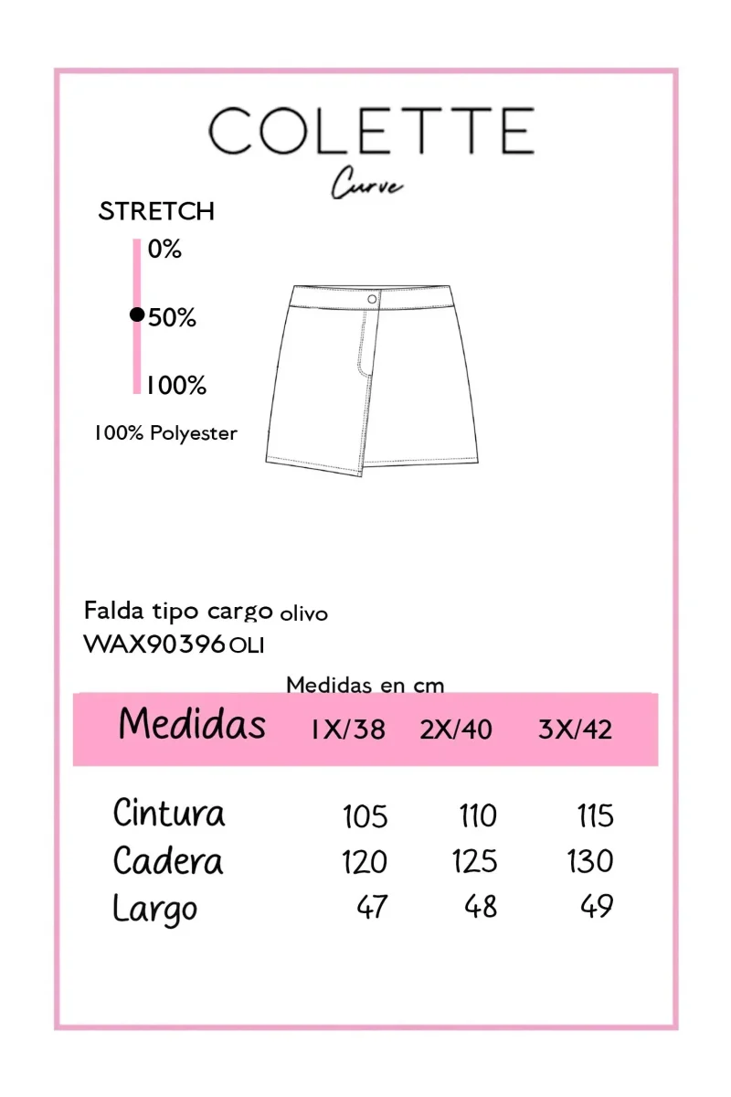 Falda Tipo Cargo Curvy Olivo - Imagen 3