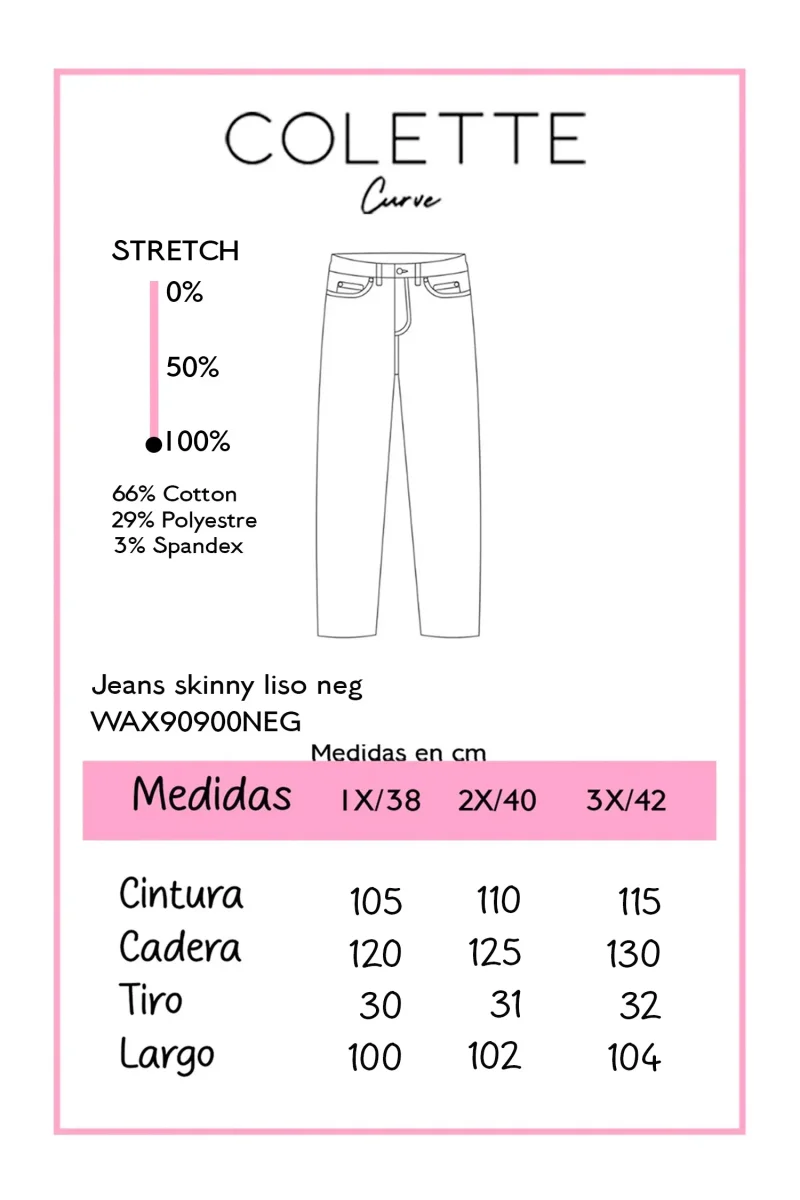Jeans Skinny Curvy Negro Liso Ajuste Estiliza - Imagen 3