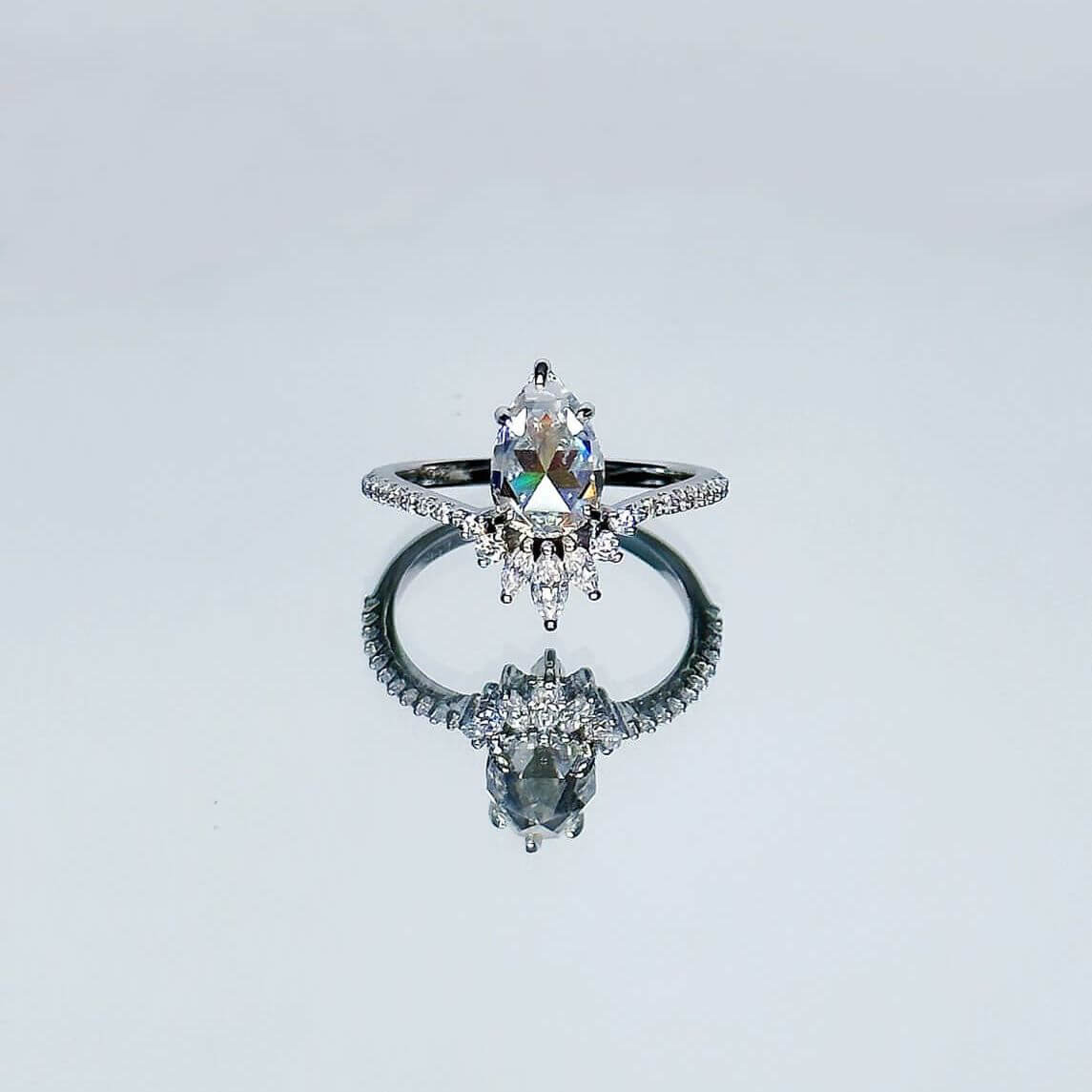 Anillo Artemisa 14k moissanita rose cut 1.5ct con certificado GRA - Imagen 3