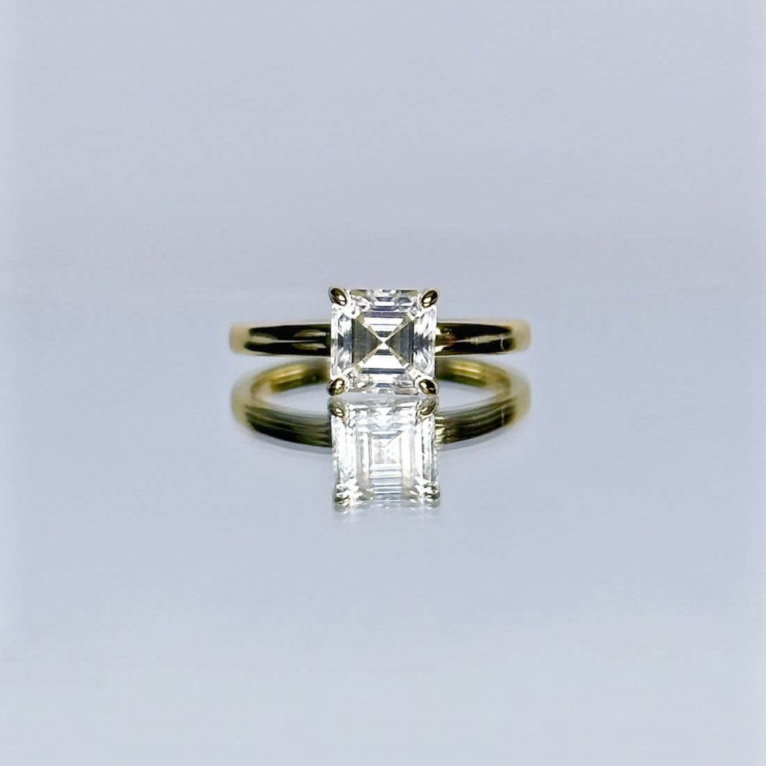 Anillo Danielle 10k moisanita assher 1.5ct con certificado GRA - Imagen 3