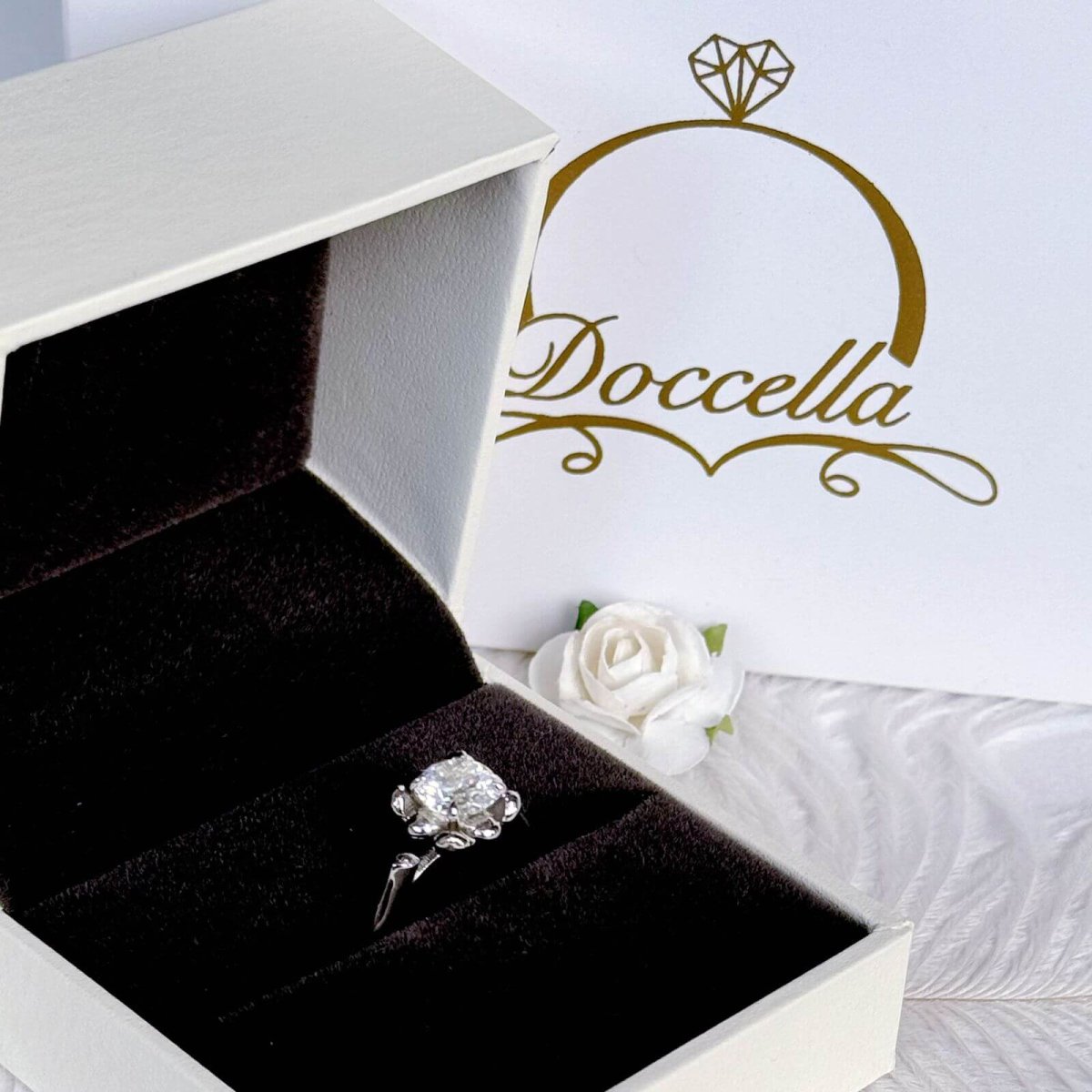 Anillo Fleur 14k moisanita 1.0ct con certificado GRA - Imagen 5