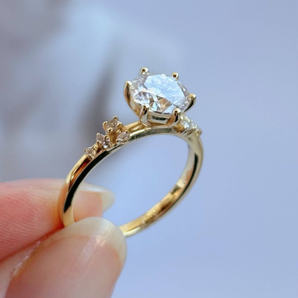 Anillo Dalia 10k moisanita 1.2ct con certificado GRA - Imagen 8