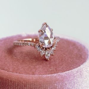 Anillo Artemisa 14k moissanita rose cut 1.5ct con certificado GRA
