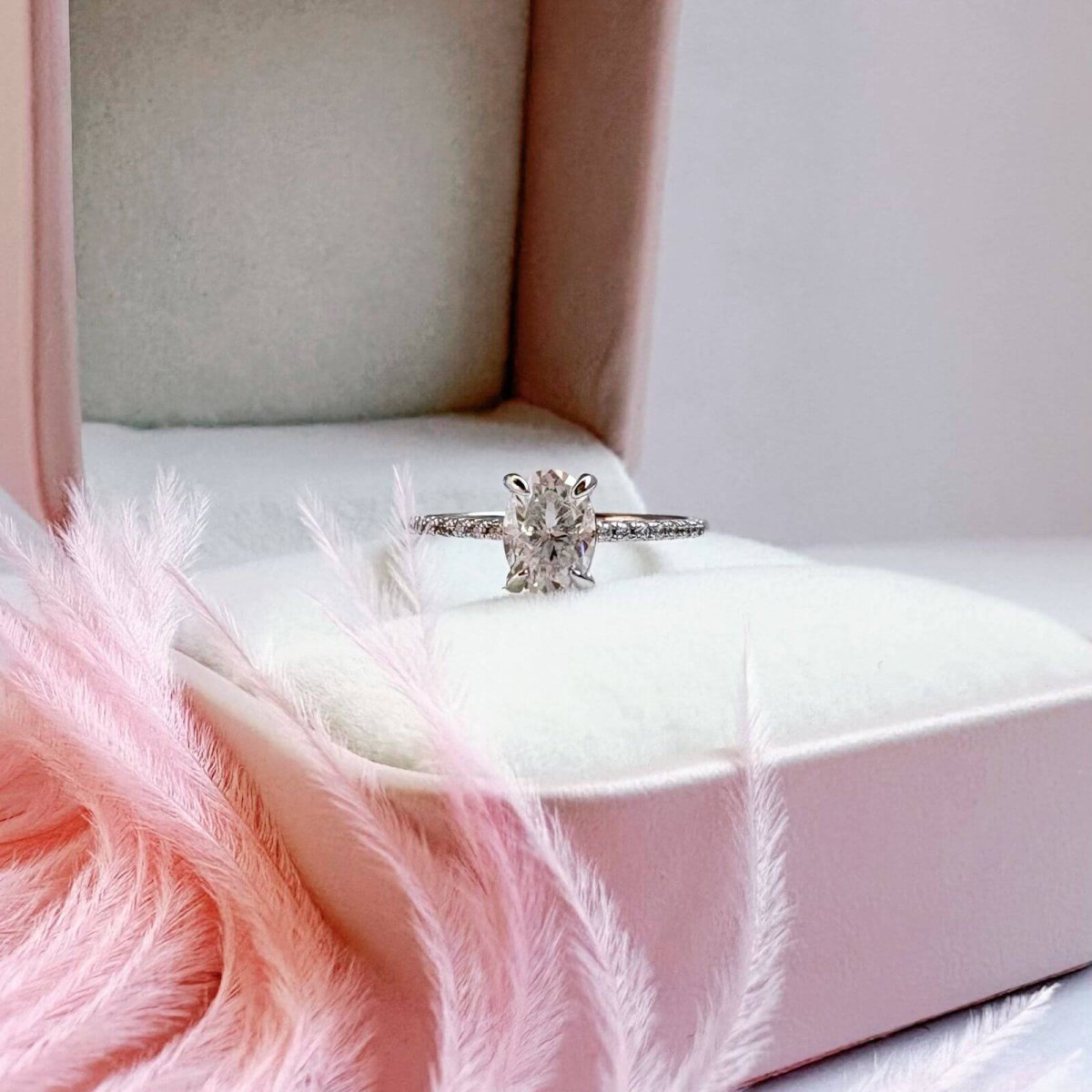 Anillo Promise 14k Moisanita Oval 1.0ct Con Cerfificado GRA - Imagen 4