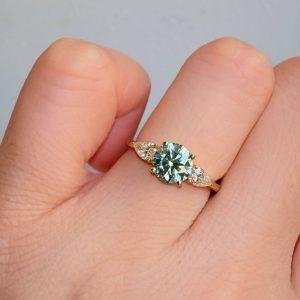 Anillo Serena Moisanita Cyan 1.0ct Con Cerfificado GRA