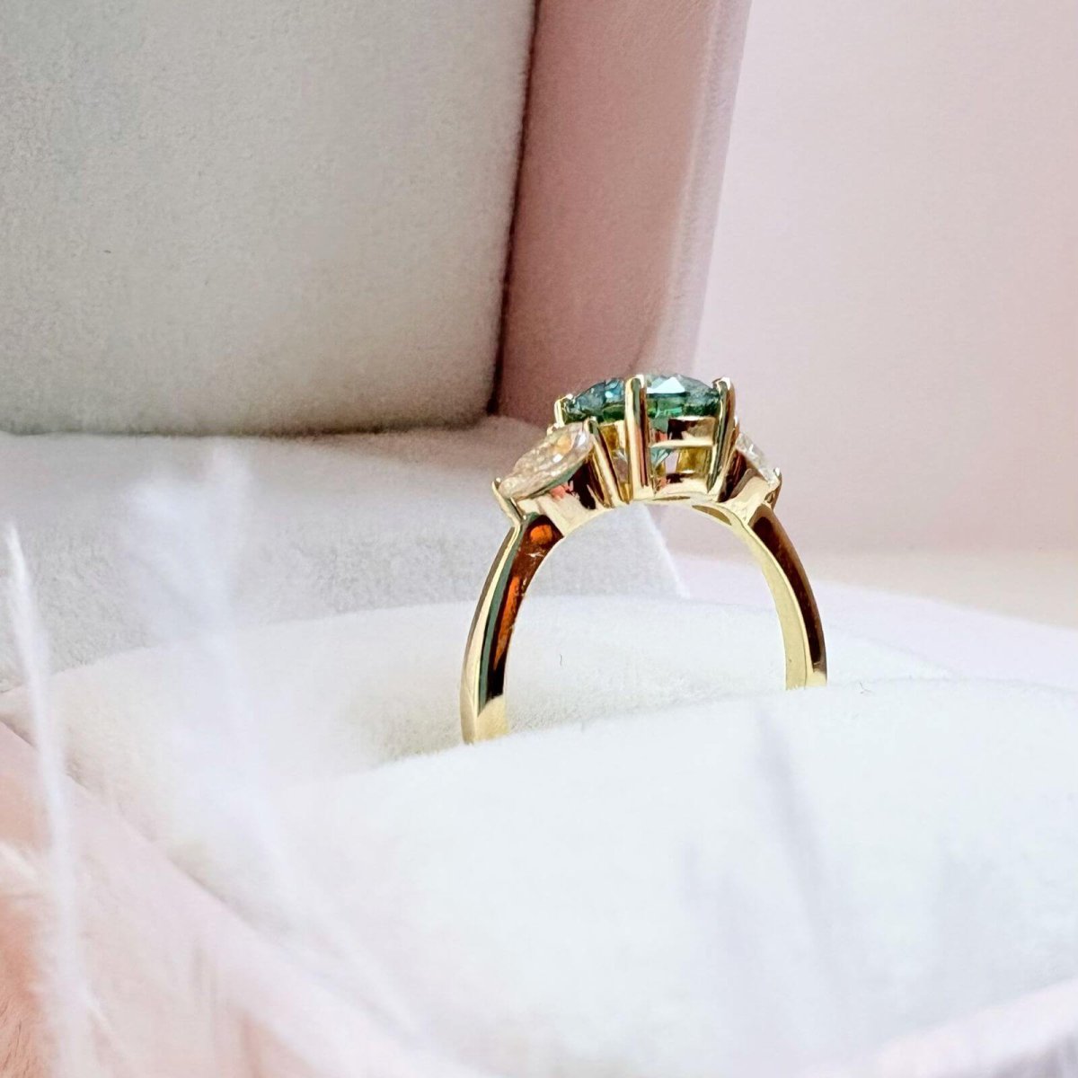 Anillo Serena 10K Moisanita Cyan 1.0ct Con Cerfificado GRA - Imagen 9