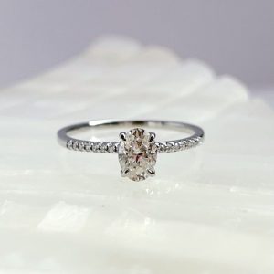 Anillo Promise 14k Moisanita Oval 1.0ct Con Cerfificado GRA