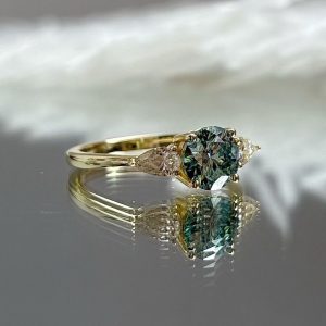 Anillo Serena 10K Moisanita Cyan 1.0ct Con Cerfificado GRA
