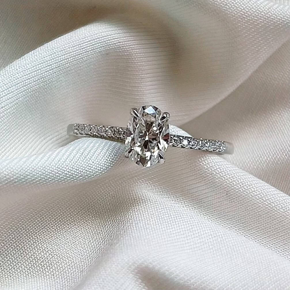 Anillo Promise Moisanita Oval 1.0ct Con Cerfificado GRA - Imagen 2