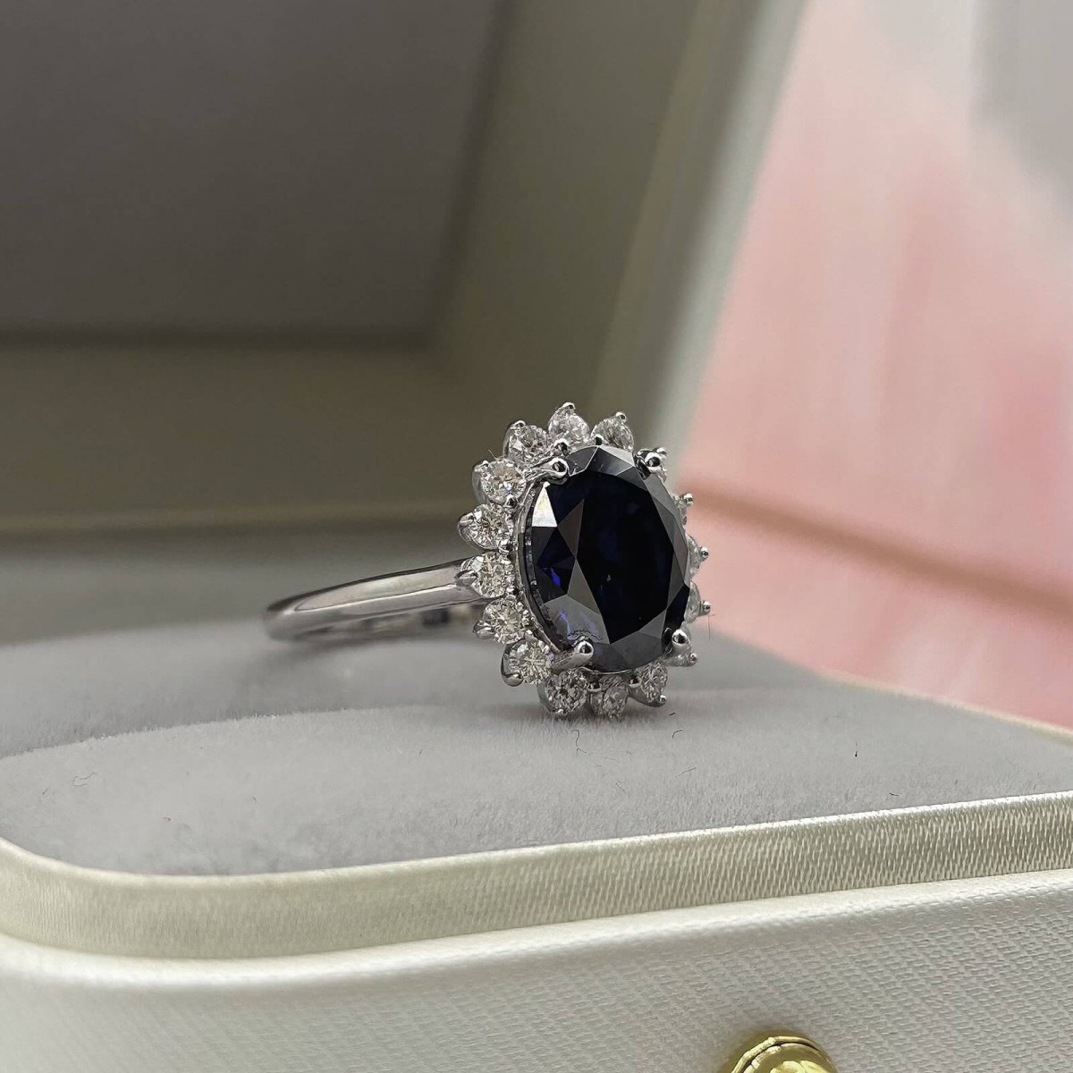 Anillo Diana 14k Moisanita Oval 3.0CT Con Certificado GRA - Imagen 8