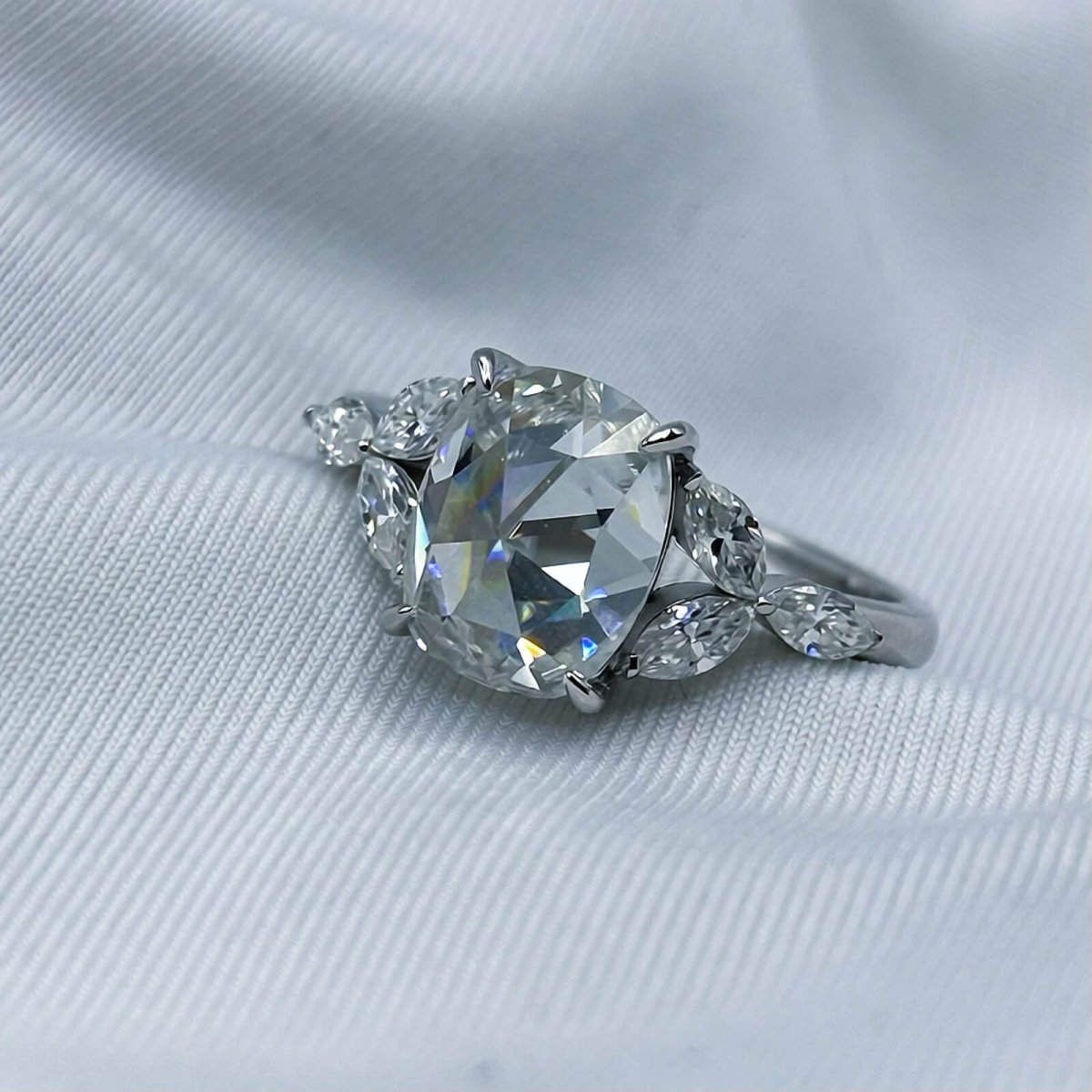 Anillo Rose 10K Moisanita RoseCut 2.0CT Con Certificado GRA - Imagen 5
