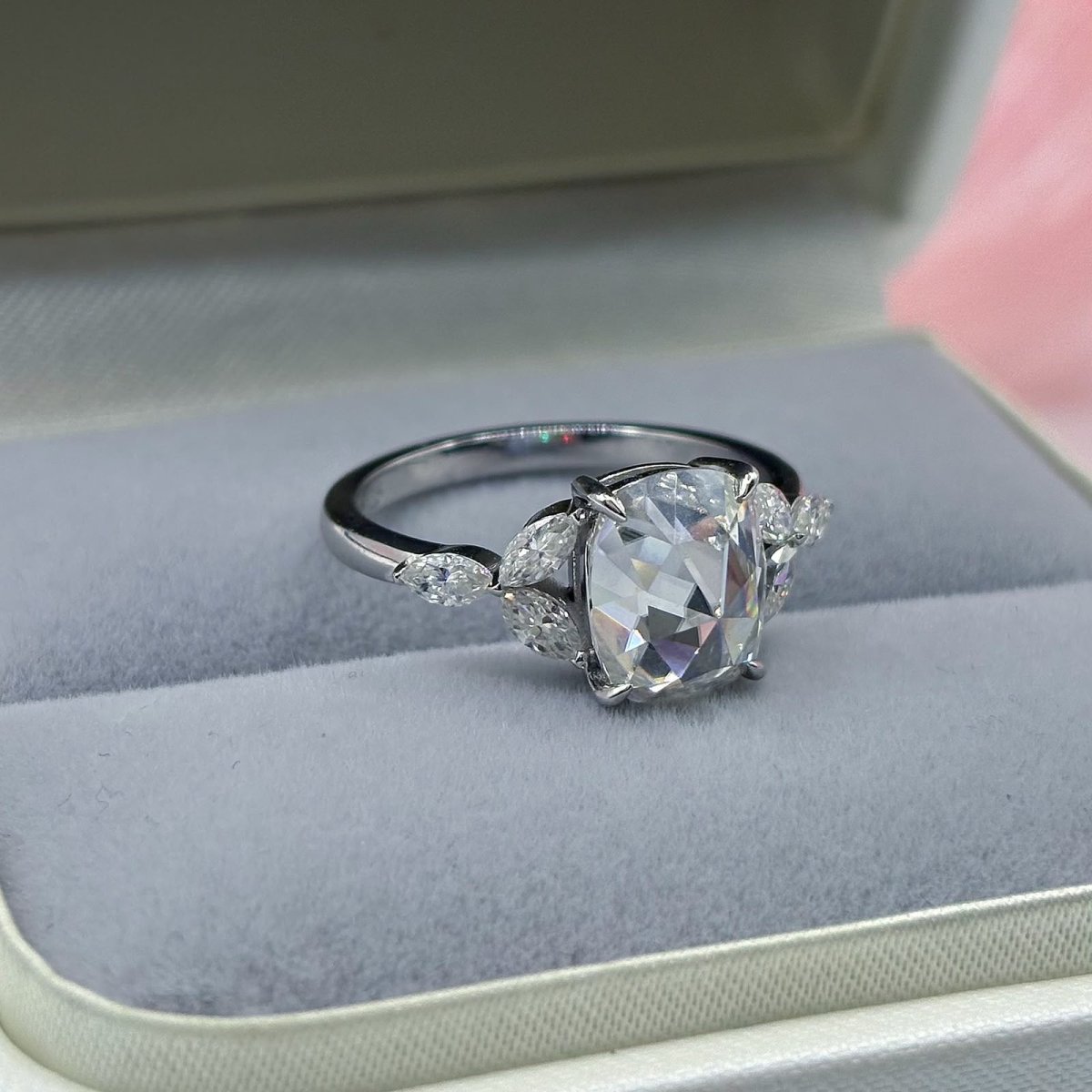 Anillo Rose 10K Moisanita RoseCut 2.0CT Con Certificado GRA - Imagen 8