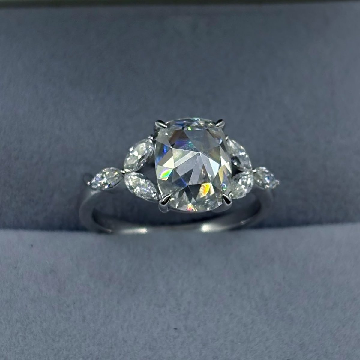 Anillo Rose 10K Moisanita RoseCut 2.0CT Con Certificado GRA - Imagen 9