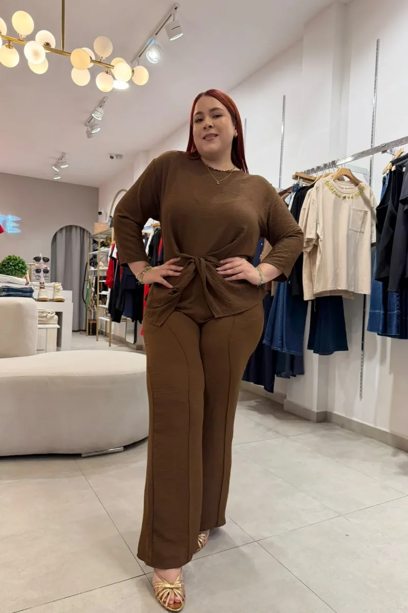 Set Pantalón Liso Curvy Café - Imagen 2