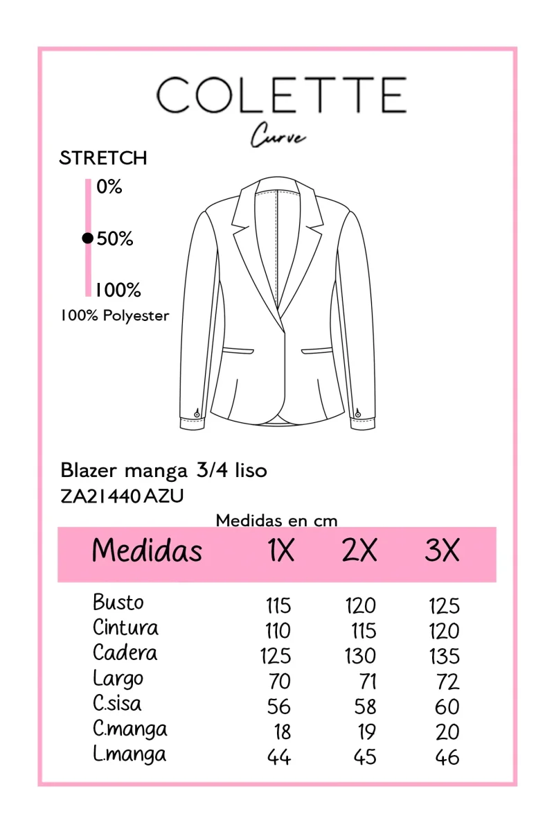Blazer Curvy Elegante Oficina Forro Stretch Fit Relajado - Imagen 3