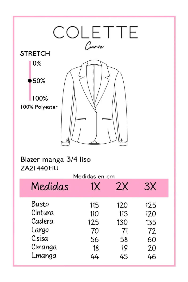 Blazer Curvy Elegante Oficina Forro Stretch Relajado - Imagen 3