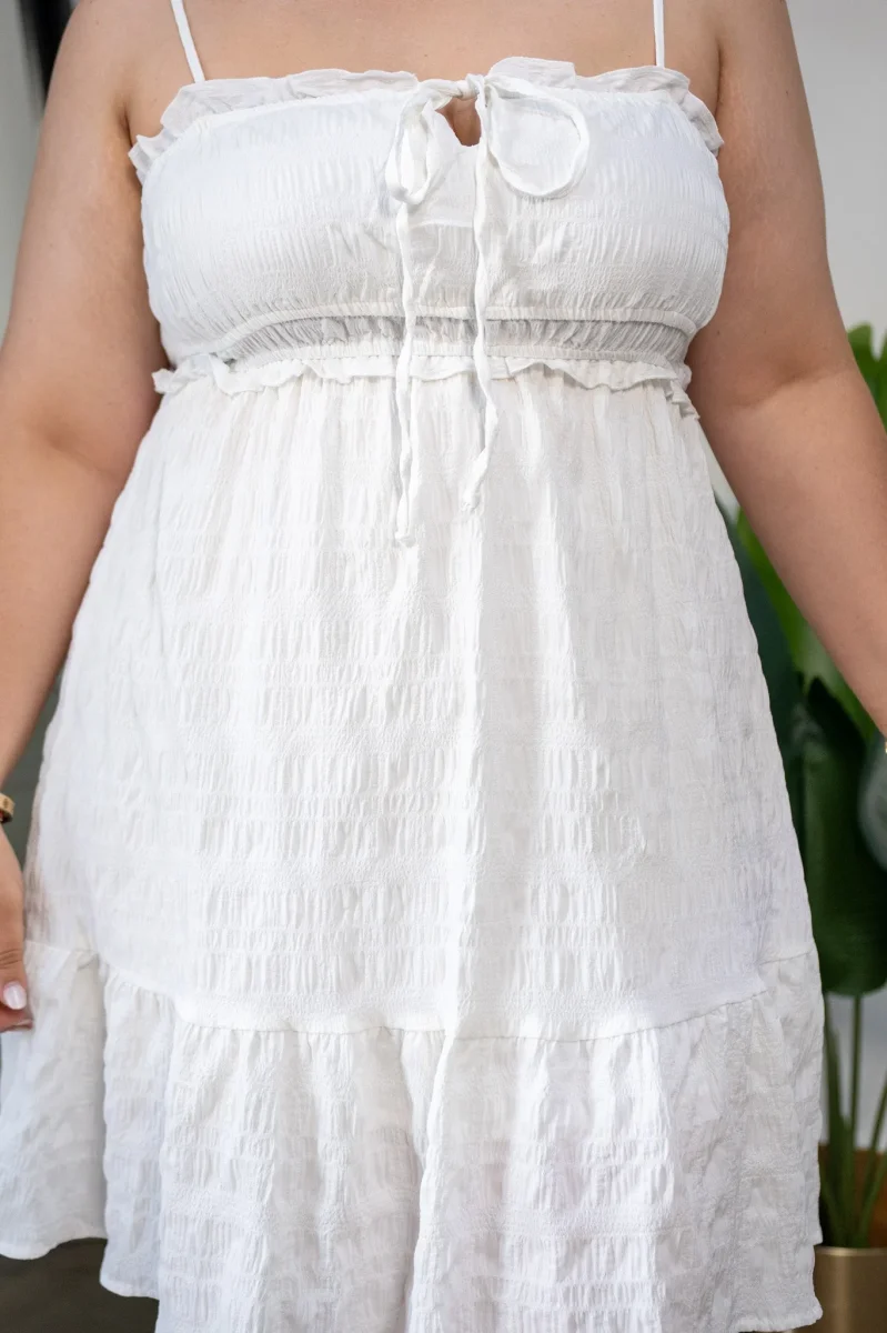 Vestido Midi Curvy Tirantes con Falda Voladita Blanco - Imagen 5