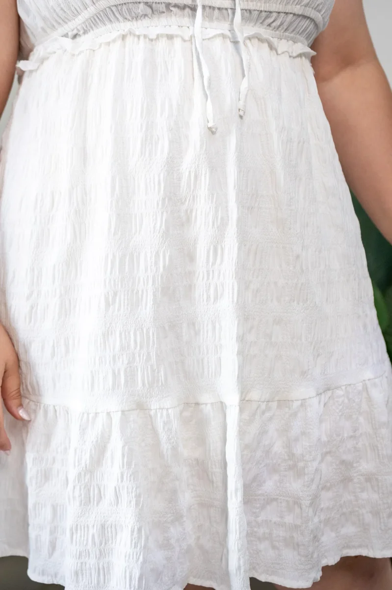 Vestido Midi Curvy Tirantes con Falda Voladita Blanco - Imagen 7