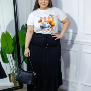 Maxi Falda Curvy Lisa Escalonada negra