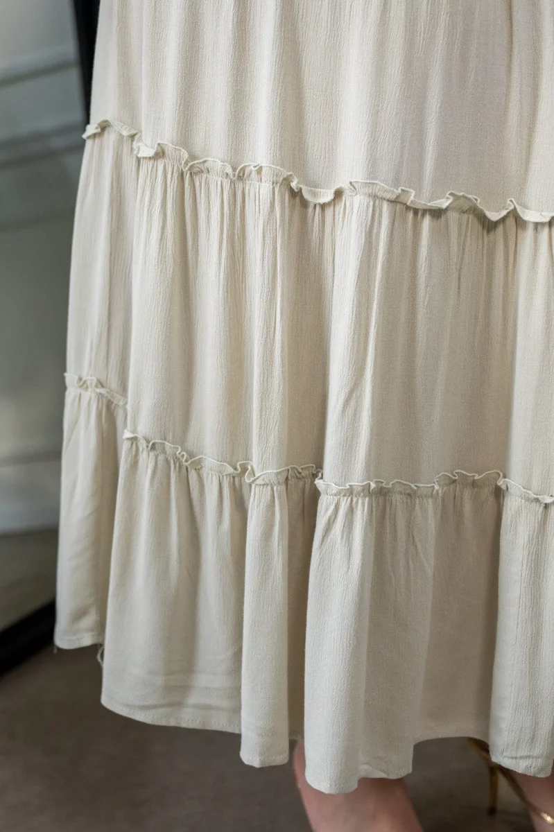 Maxi Falda Curvy Con Volados Verde Olivo - Imagen 6
