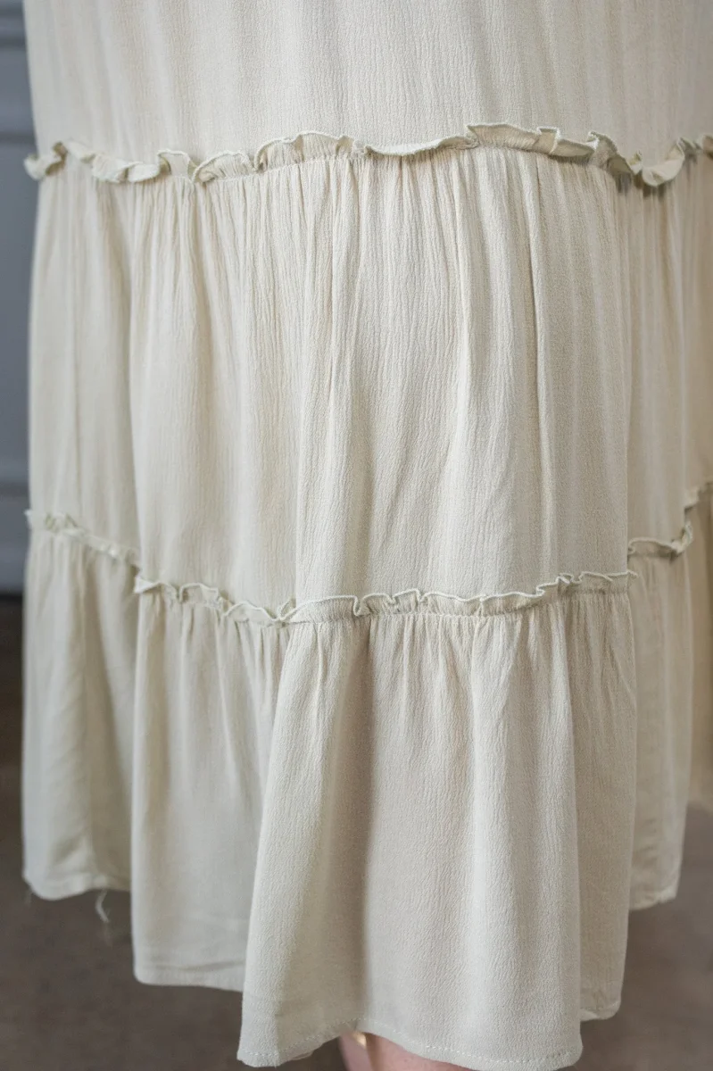 Maxi Falda Curvy Con Volados Verde Olivo - Imagen 8
