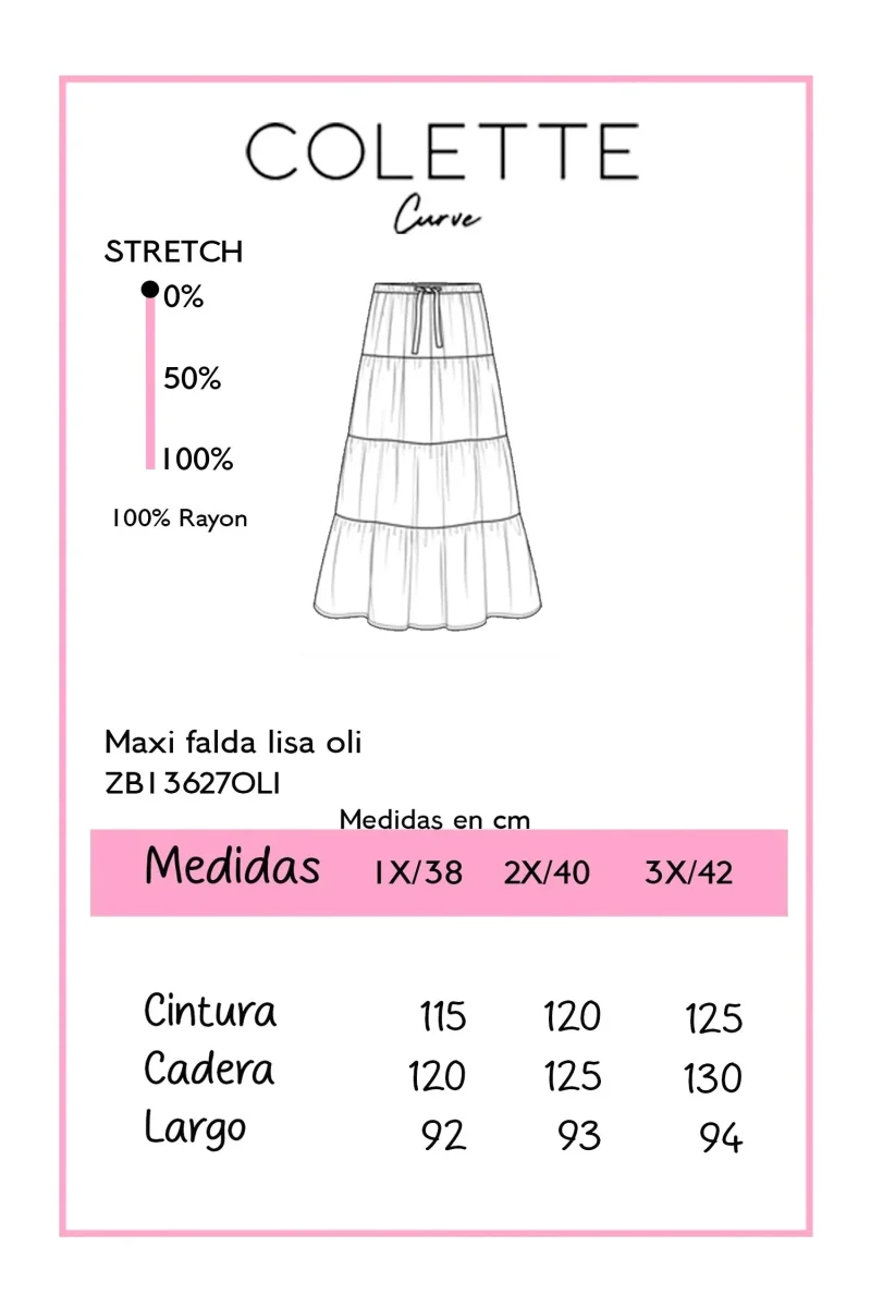 Maxi Falda Curvy Con Volados Verde Olivo - Imagen 3