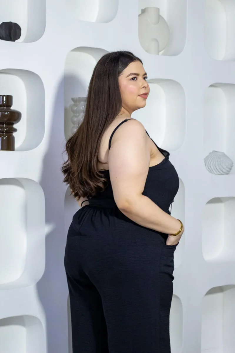Palazzo liso negro curvy con strech - Imagen 7